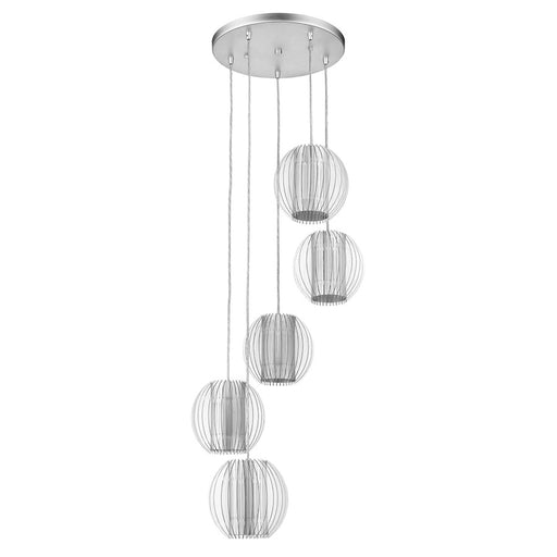 Acclaim Phoenix 5 Light Pendant, Silver/Clear Acrylic/Steel
