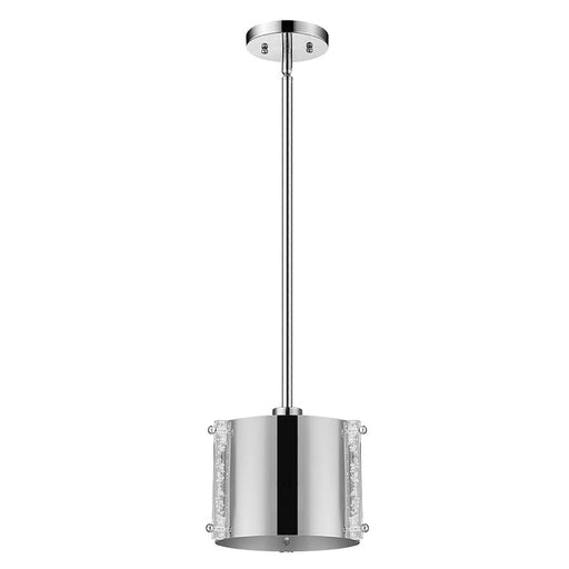 Acclaim Zoom Pendant, Steel/Clear Seeded Acrylic Accents