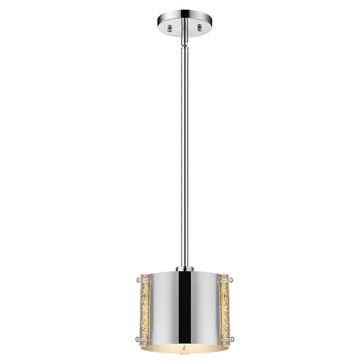 Acclaim Zoom Pendant, Steel/Clear Seeded Acrylic Accents