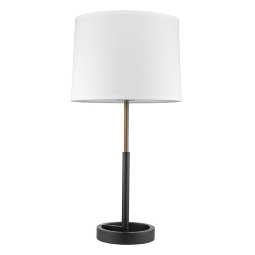 Acclaim Rotunda 1 Light Table Lamp, Black/Gold/Homespun Linen