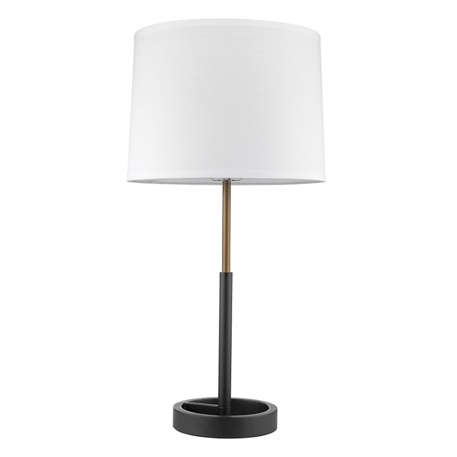 Acclaim Rotunda 1 Light Table Lamp, Black/Gold/Homespun Linen