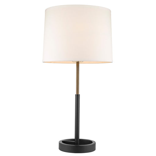 Acclaim Rotunda 1 Light Table Lamp, Black/Gold/Homespun Linen