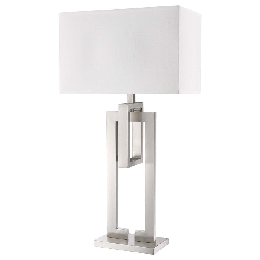 Acclaim Precision 1 Light Table Lamp, Nickel/Ivory Shantung