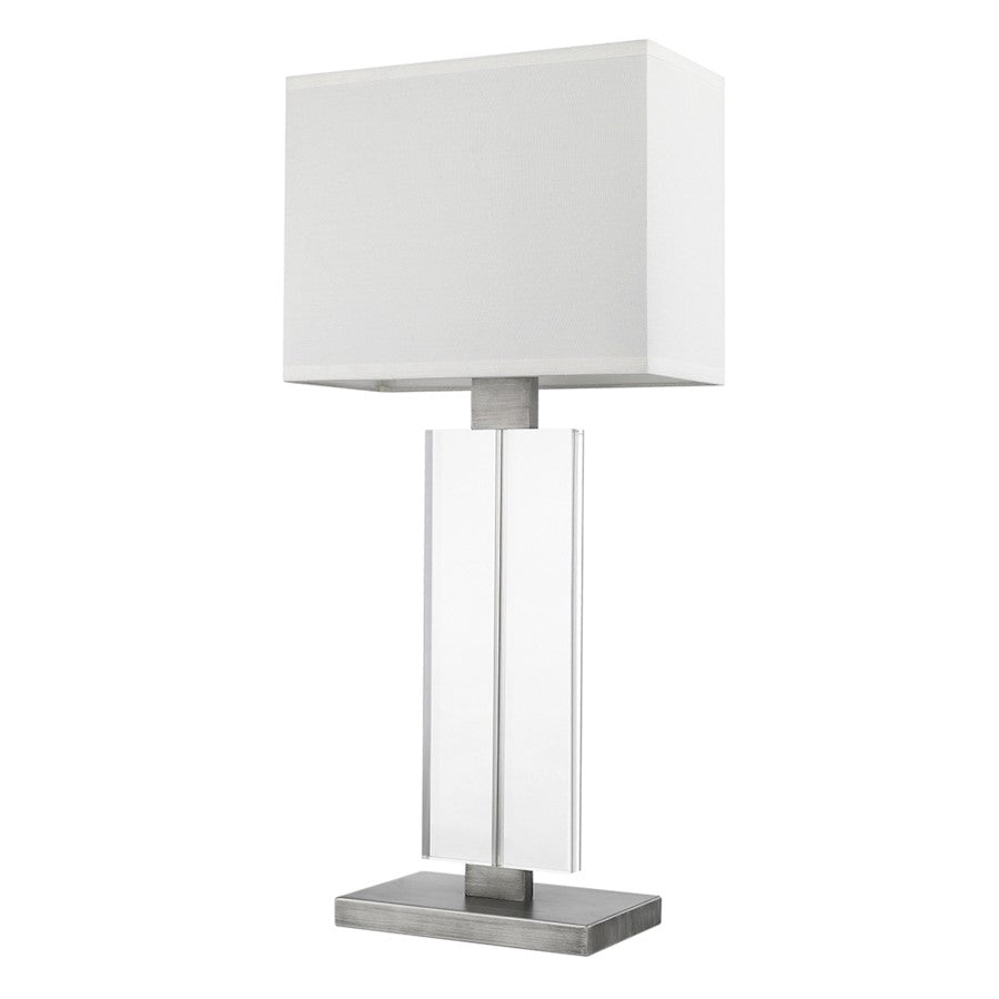 Acclaim Shine Table Lamp, Pewter/Off-White Shantung