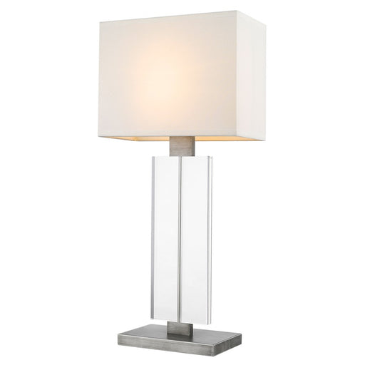 Acclaim Shine Table Lamp, Pewter/Off-White Shantung