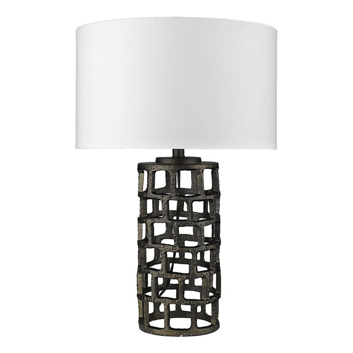 Acclaim Vallin Table Lamp, Black Gold/White Fabric Drum