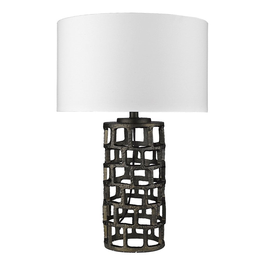 Acclaim Vallin Table Lamp, Black Gold/White Fabric Drum