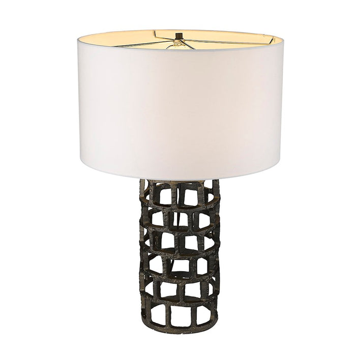 Acclaim Vallin Table Lamp, Black Gold/White Fabric Drum