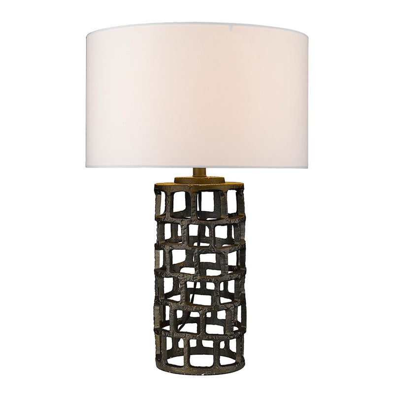 Acclaim Vallin Table Lamp, Black Gold/White Fabric Drum