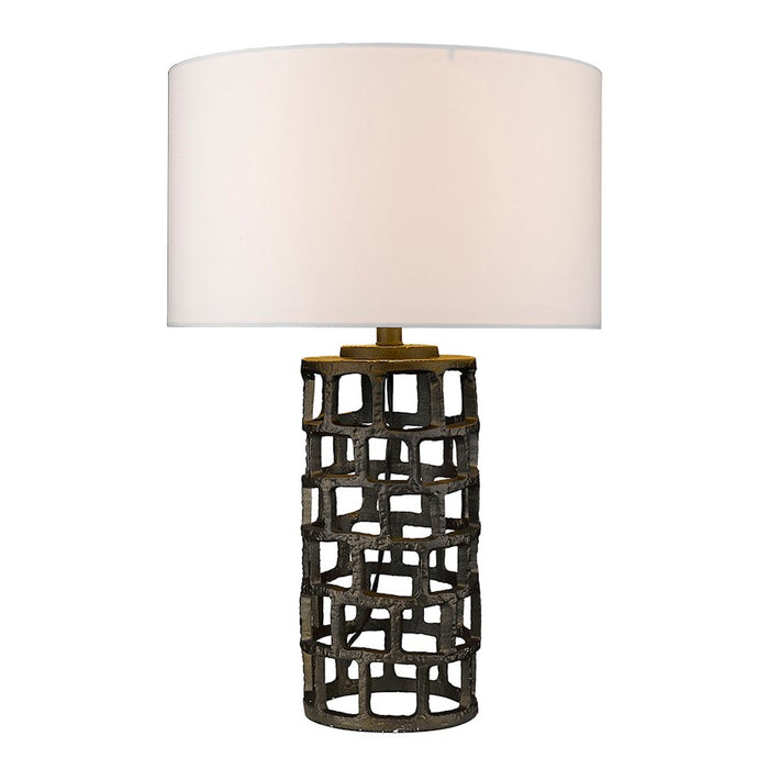 Acclaim Vallin Table Lamp, Black Gold/White Fabric Drum