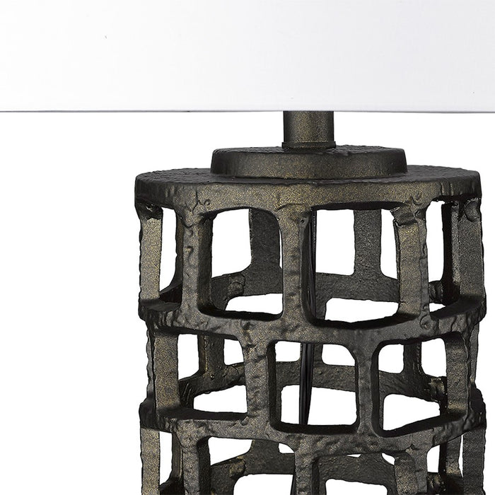 Acclaim Vallin Table Lamp, Black Gold/White Fabric Drum