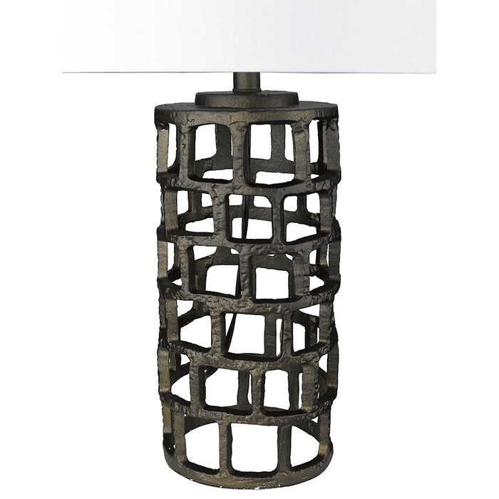 Acclaim Vallin Table Lamp, Black Gold/White Fabric Drum