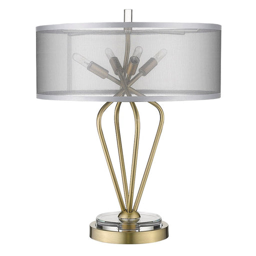 Acclaim Perret 4 Light Table Lamp, Brass/Sheer Organza Drum
