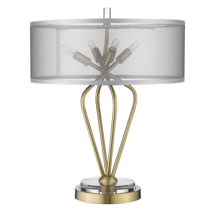 Acclaim Perret 4 Light Table Lamp, Brass/Sheer Organza Drum