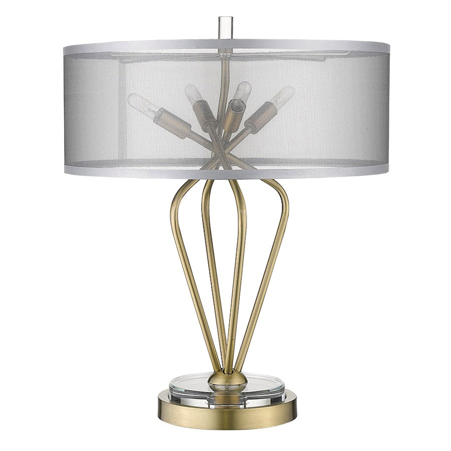 Acclaim Perret 4 Light Table Lamp, Brass/Sheer Organza Drum