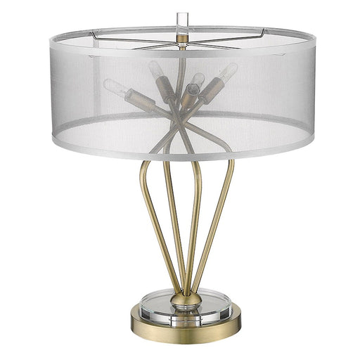Acclaim Perret 4 Light Table Lamp, Brass/Sheer Organza Drum