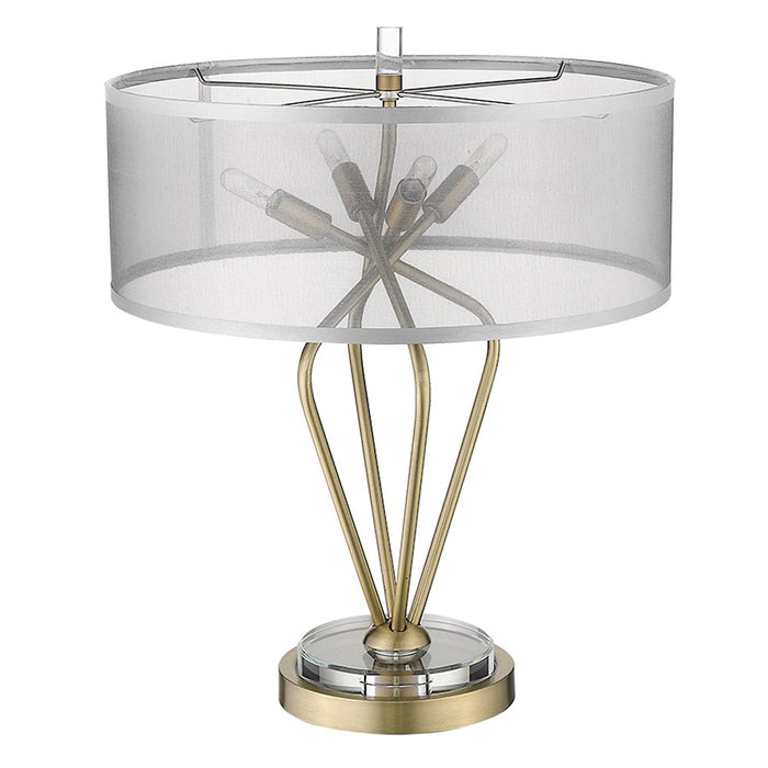Acclaim Perret 4 Light Table Lamp, Brass/Sheer Organza Drum