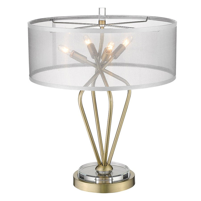Acclaim Perret 4 Light Table Lamp, Brass/Sheer Organza Drum