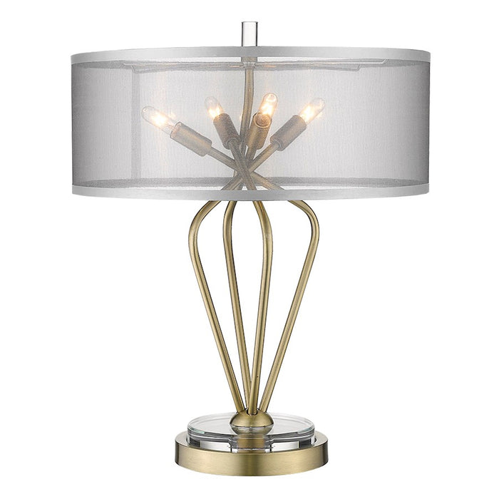 Acclaim Perret 4 Light Table Lamp, Brass/Sheer Organza Drum