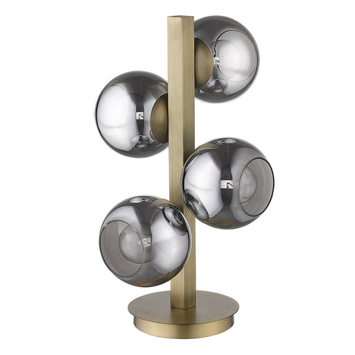 Acclaim Lunette 4 Light Table Lamp, Brass/Smoke Glass Globes