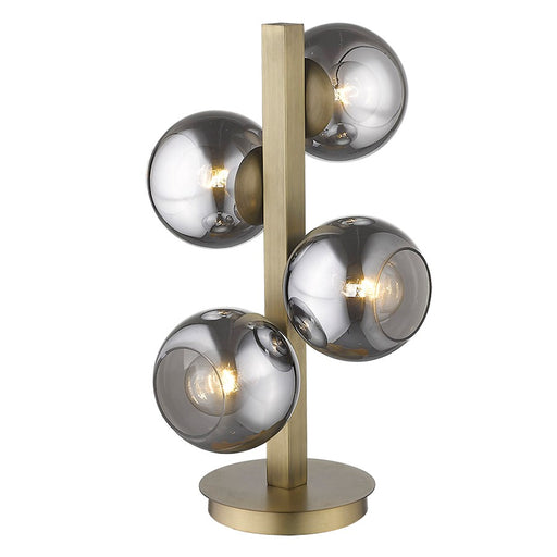 Acclaim Lunette 4 Light Table Lamp, Brass/Smoke Glass Globes