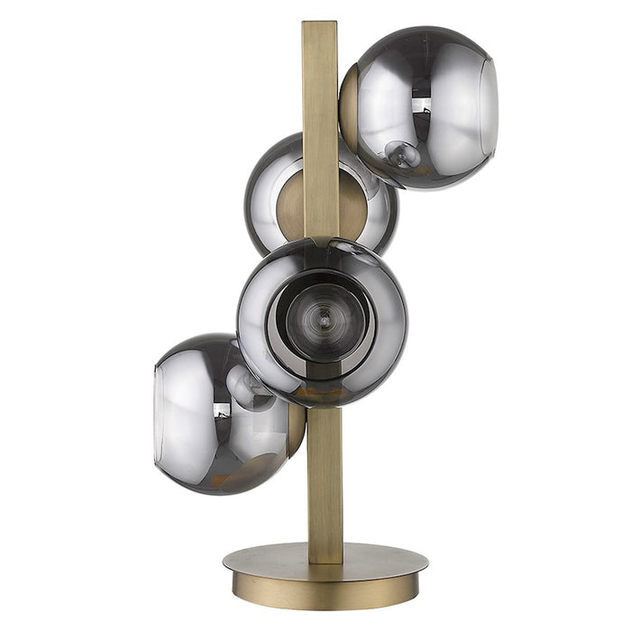 Acclaim Lunette 4 Light Table Lamp, Brass/Smoke Glass Globes
