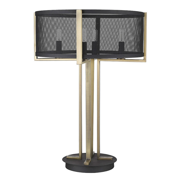 Acclaim Trend Home 4 Light Table Lamp, Black/Black Mesh Drum