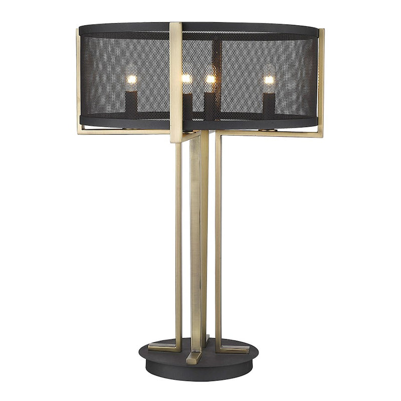 Acclaim Trend Home 4 Light Table Lamp, Black/Black Mesh Drum