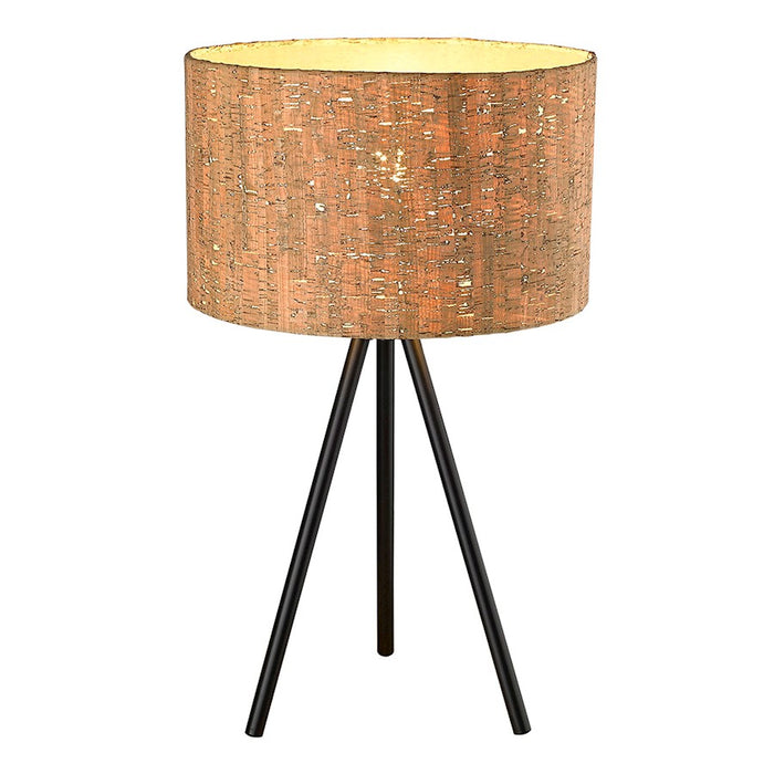 Acclaim Lisbon 1 Light Table Lamp, Matte Black/Cork Drum