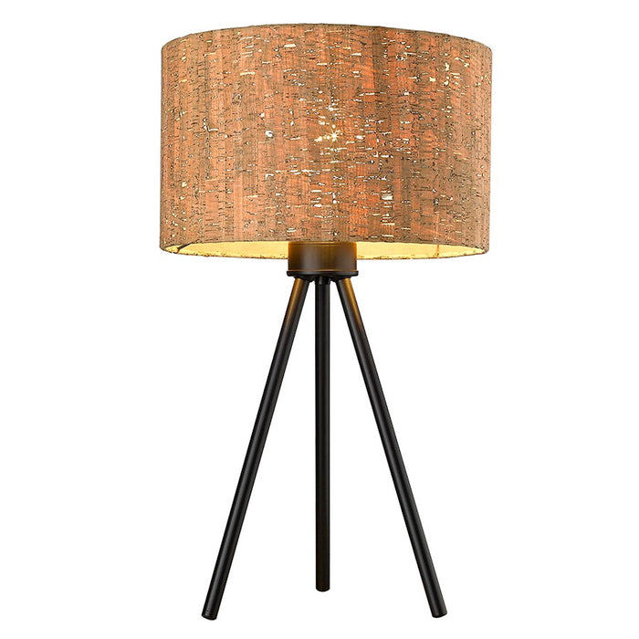 Acclaim Lisbon 1 Light Table Lamp, Matte Black/Cork Drum