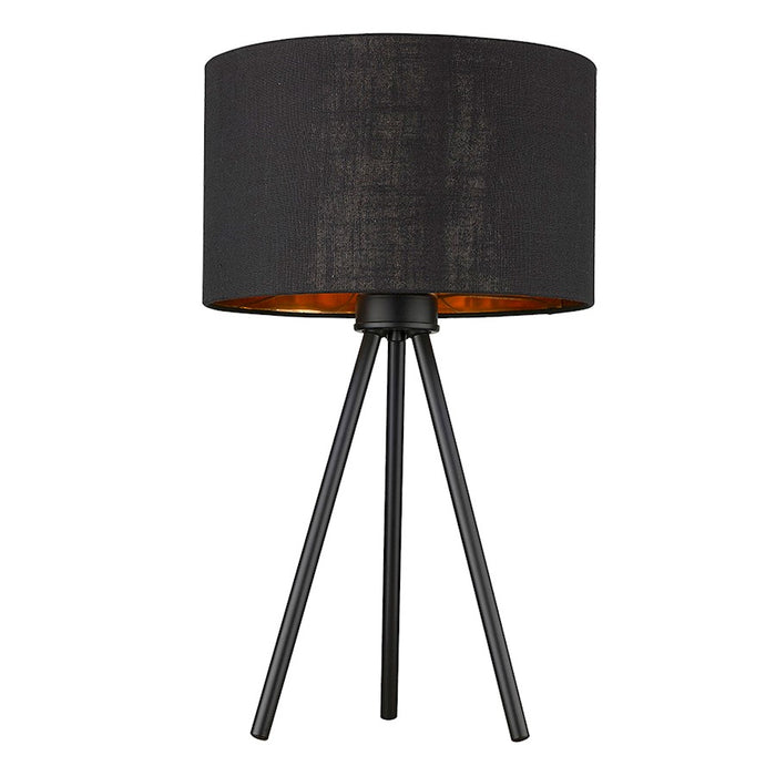 Acclaim Morenci Table Lamp, Black/Black Fabric Drum/Copper