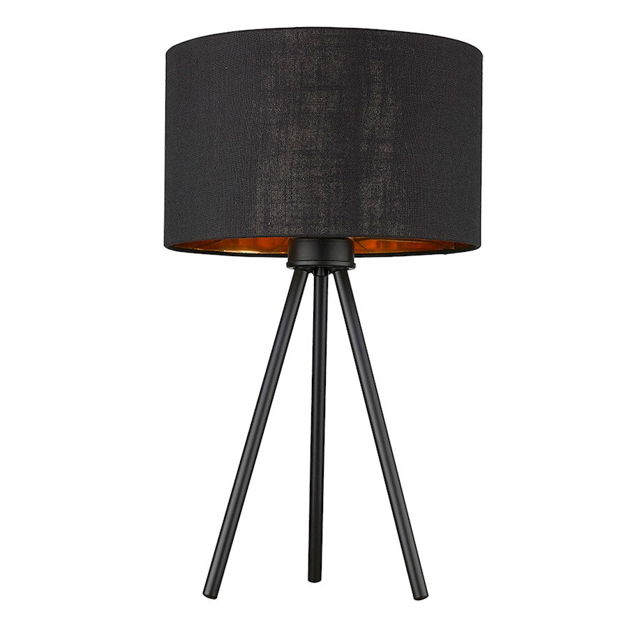 Acclaim Morenci Table Lamp, Black/Black Fabric Drum/Copper