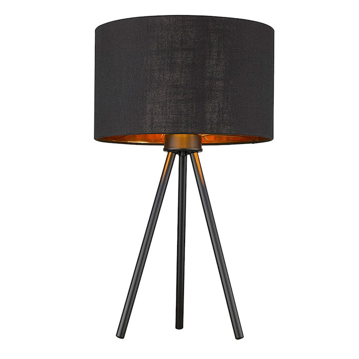 Acclaim Morenci Table Lamp, Black/Black Fabric Drum/Copper