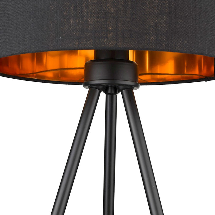 Acclaim Morenci Table Lamp, Black/Black Fabric Drum/Copper