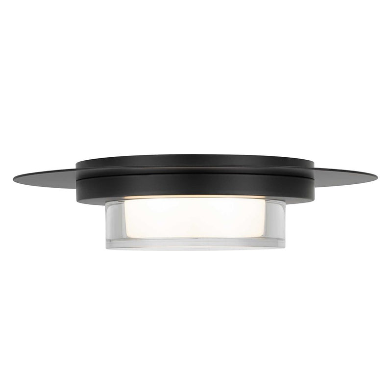 Alteck Plate 12in 1-Light Outdoor Flush Mount | Contemporary Sand Black and Clear Acrylic | Entryway & Patio | Model AFM0012-3CCT-W-BK