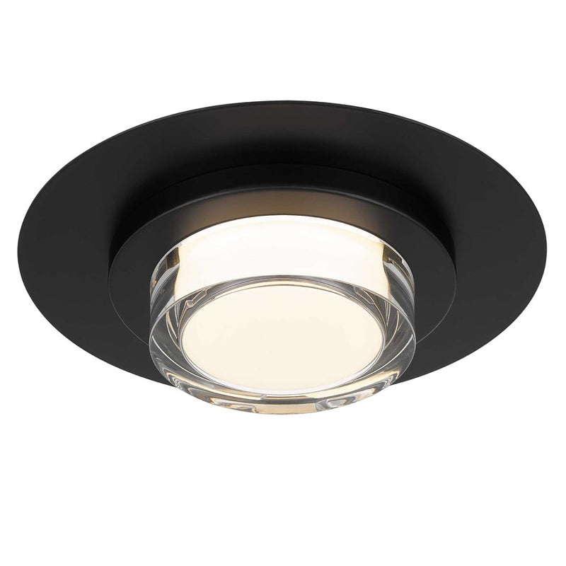 Alteck Plate 12in 1-Light Outdoor Flush Mount | Contemporary Sand Black and Clear Acrylic | Entryway & Patio | Model AFM0012-3CCT-W-BK
