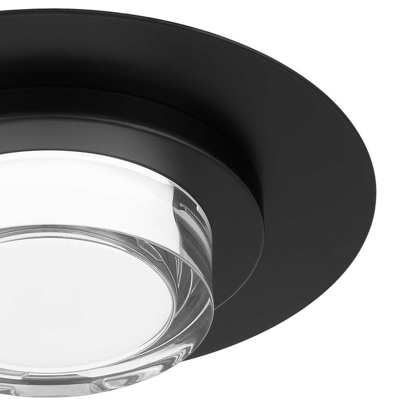 Alteck Plate 12in 1-Light Outdoor Flush Mount | Contemporary Sand Black and Clear Acrylic | Entryway & Patio | Model AFM0012-3CCT-W-BK