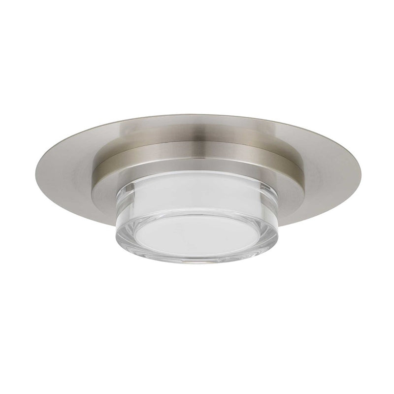 Alteck Plate 12in LED Outdoor Flush Mount | Contemporary Brushed Stainless Steel and Clear Acrylic | Entryway & Patio | Model AFM0012-3CCT-W-BSS