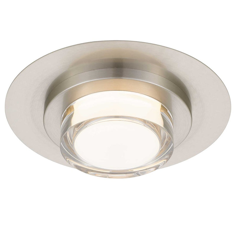 Alteck Plate 12in LED Outdoor Flush Mount | Contemporary Brushed Stainless Steel and Clear Acrylic | Entryway & Patio | Model AFM0012-3CCT-W-BSS