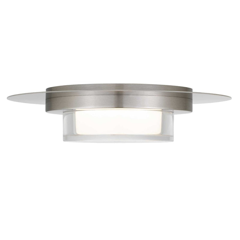 Alteck Plate 12in LED Outdoor Flush Mount | Contemporary Brushed Stainless Steel and Clear Acrylic | Entryway & Patio | Model AFM0012-3CCT-W-BSS