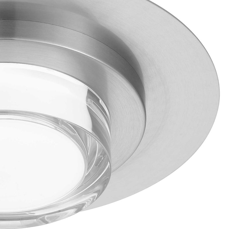 Alteck Plate 12in LED Outdoor Flush Mount | Contemporary Brushed Stainless Steel and Clear Acrylic | Entryway & Patio | Model AFM0012-3CCT-W-BSS