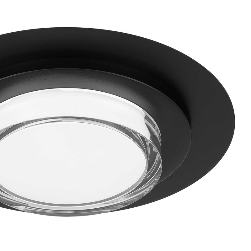 Alteck Plate 16in 1-Light LED Outdoor Flush Mount | Contemporary Sand Black Stainless Steel and Clear Acrylic | Patio | Model AFM0013-3CCT-W-BK