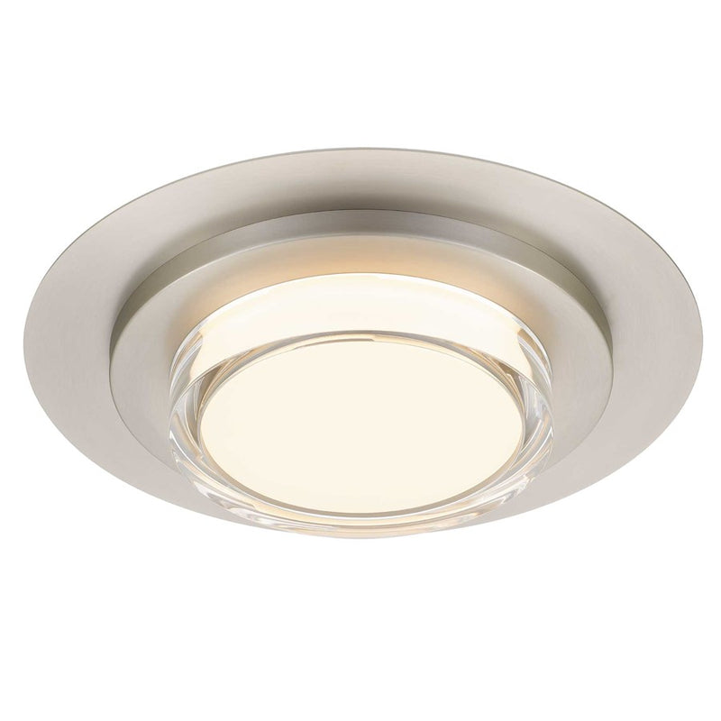 Alteck Plate 16in 1-Light LED Outdoor Flush Mount | Contemporary Brushed Stainless Steel and Acrylic | Covered Patio | Model AFM0013-3CCT-W-BSS