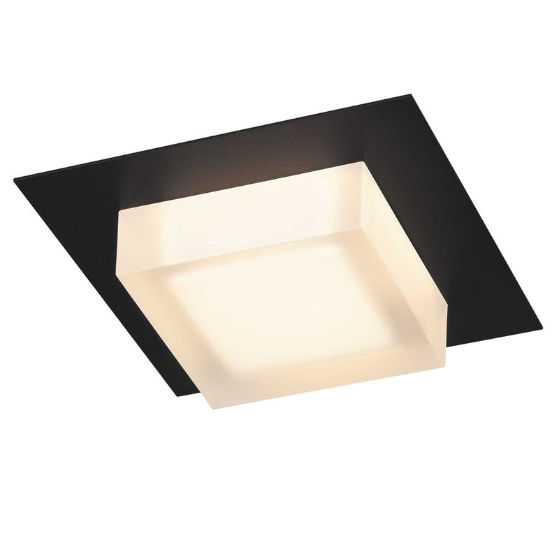 Alteck Foursquare 8in 1-Light LED Outdoor Flush Mount | Contemporary Sand Black Stainless Steel and Etched Acrylic | Model AFM0014-3CCT-W-BK