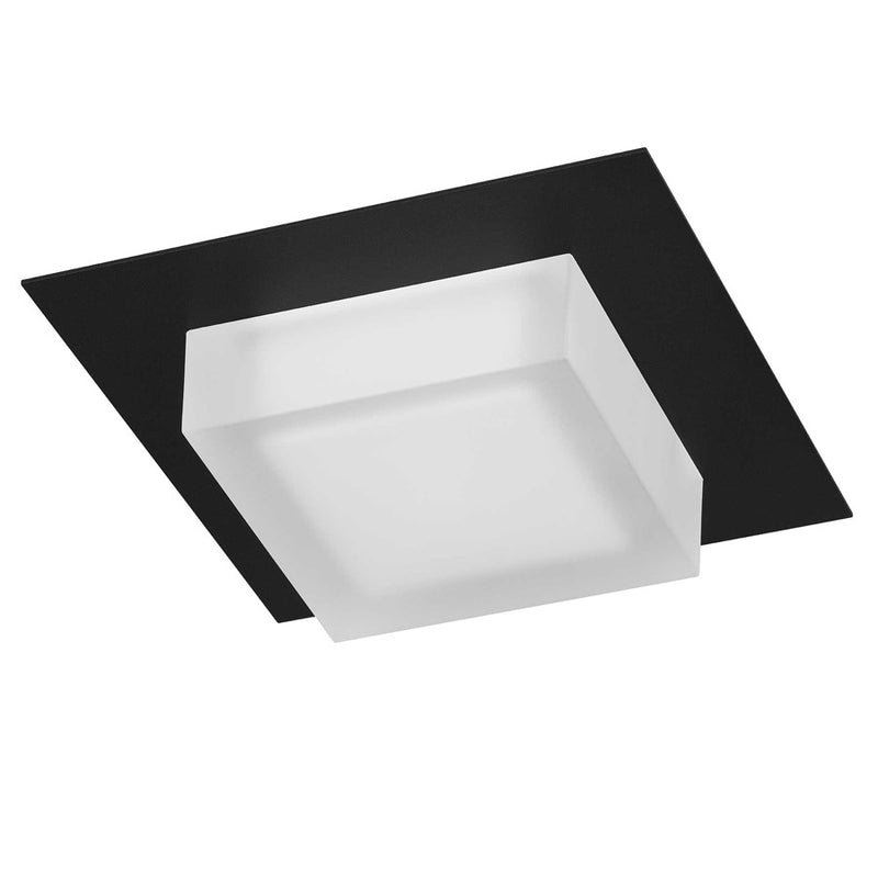 Alteck Foursquare 8in 1-Light LED Outdoor Flush Mount | Contemporary Sand Black Stainless Steel and Etched Acrylic | Model AFM0014-3CCT-W-BK