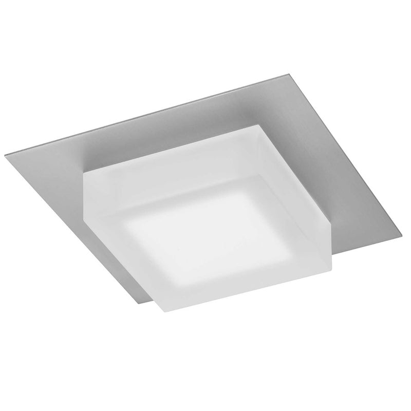 Alteck Foursquare 8in 1-Light Outdoor Flush Mount | Contemporary Brushed Stainless Steel and Etched Acrylic | Covered | Model AFM0014-3CCT-W-BSS