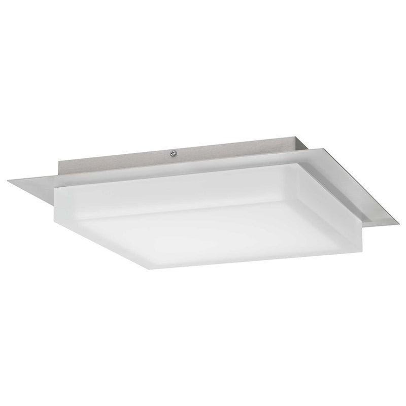 Alteck Foursquare 14in 1-Light LED Outdoor Flush Mount | Contemporary Brushed Stainless Steel and Acrylic | Covered Patio | Model AFM0015-3CCT-W-BSS