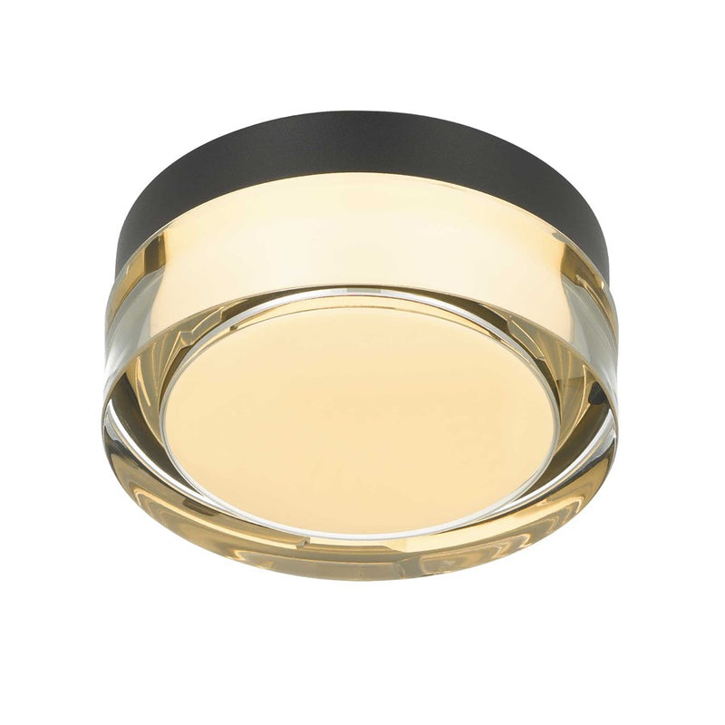 Alteck Sunspot 6in 1-Light Outdoor Flush Mount | Contemporary Sand Black Stainless Steel and Clear Acrylic | Porch | Model AFM0016-3CCT-W-BK