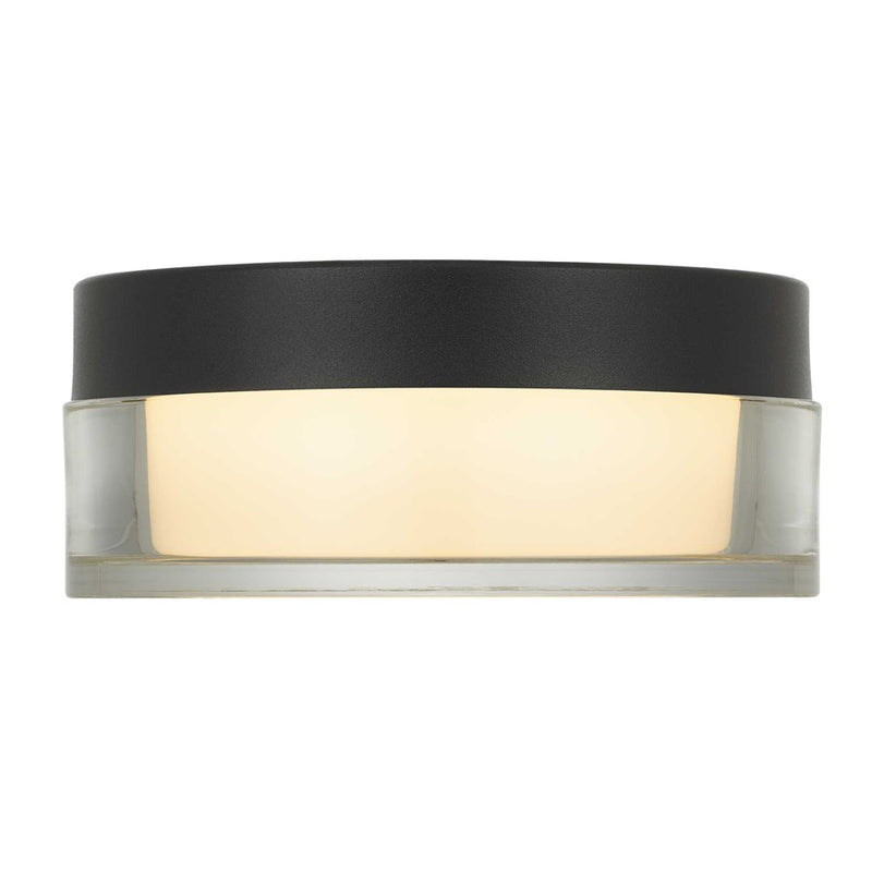 Alteck Sunspot 6in 1-Light Outdoor Flush Mount | Contemporary Sand Black Stainless Steel and Clear Acrylic | Porch | Model AFM0016-3CCT-W-BK