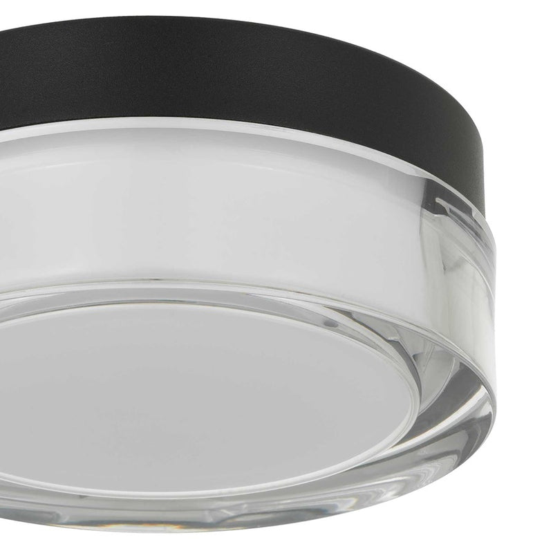 Alteck Sunspot 6in 1-Light Outdoor Flush Mount | Contemporary Sand Black Stainless Steel and Clear Acrylic | Porch | Model AFM0016-3CCT-W-BK